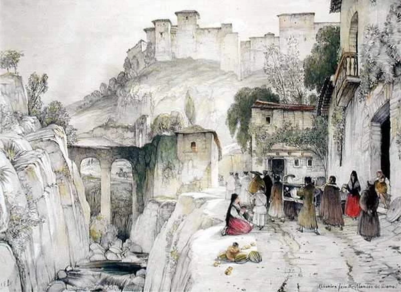 Parte dell'Alhambra dalla Alameda del Darro, da 'Schizzi e disegni dell'Alhambra'